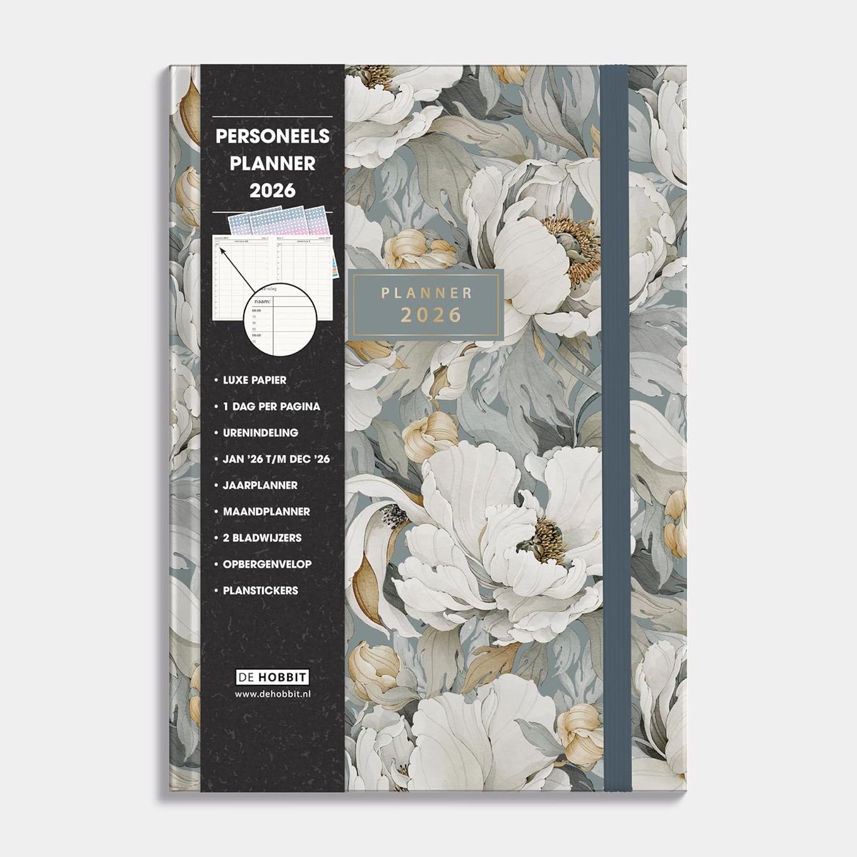 SnelShoppen - STAFF PLANNER 2026 A4 CLASSIC - Duidelijke personeelsplanning, 1 dag per pagina, tijdschema van 8:00 tot 20:45, ruimte voor 4 medewerker