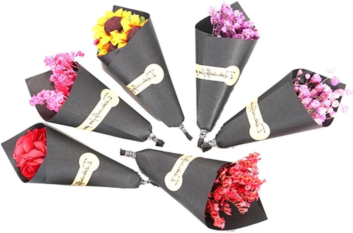 Gedroogde Bloemen - Boeket Decoratie - Feestelijke Decoratie - Handgemaakt Cadeau - 6 Stuks - Gemengde Kleuren