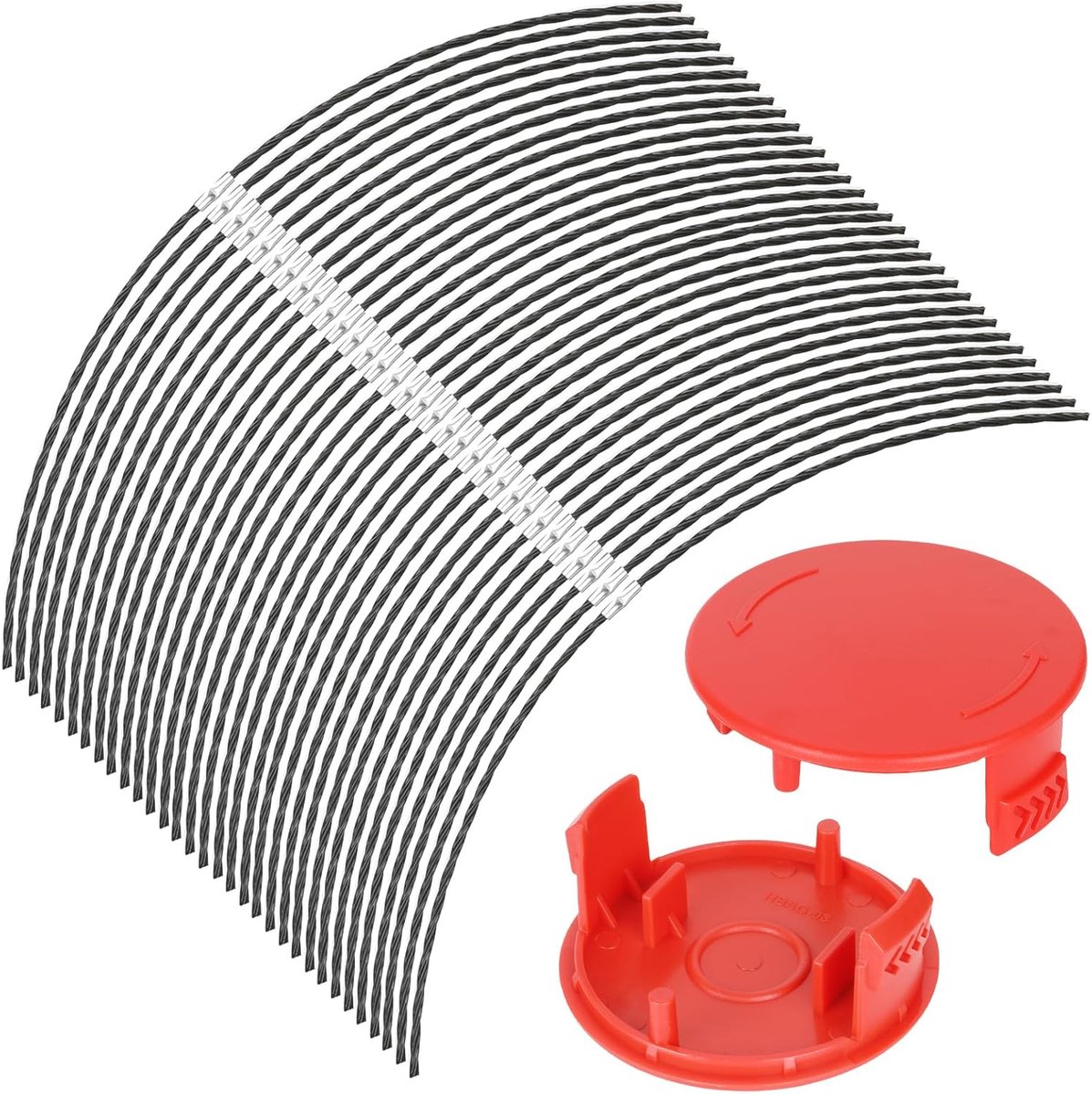 SnelShoppen - 32 Stuks Grasmaaier Trimmerdraad - Extra Sterke Draad - 37 cm Lengte - Ø 3,5 mm - Inclusief 2 Spoelafdekkingen - Geschikt voor Tuin en G
