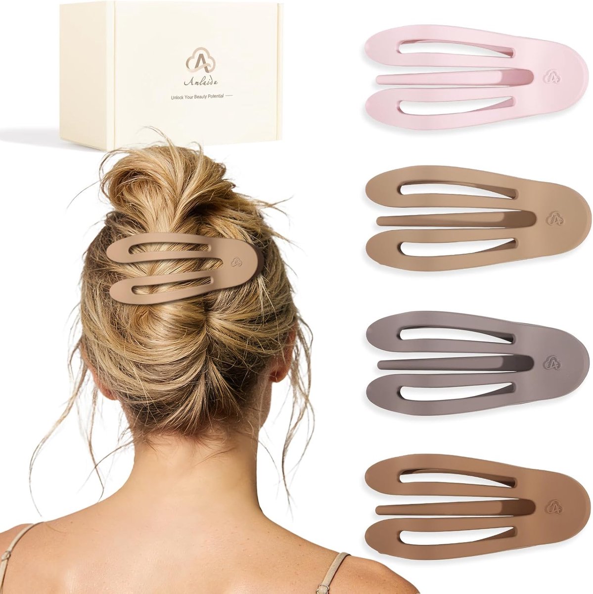 SnelShoppen - Grote Platte Haarklemmen voor Dik, Middel en Fijn Haar - Franse Eendenbek Haarklemmen met Sterke Grip - Anti-slip Haarbarretten voor Yog