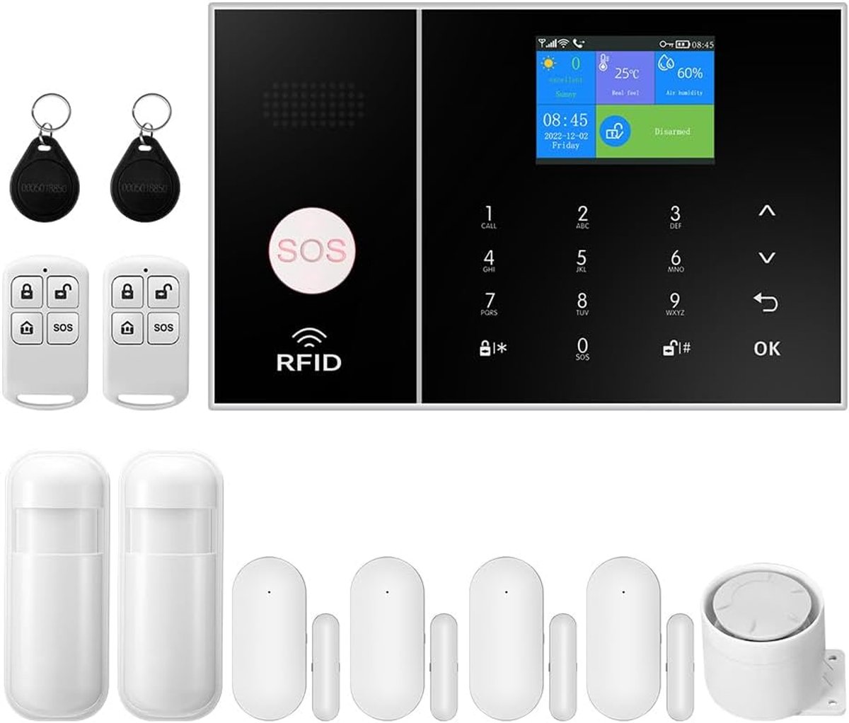 SnelShoppen - 4G Draadloos Alarmsysteem voor Huis en Appartement met Bewegingsmelder, Raam- en Deursensoren, Afstandsbediening, Sirene, APP Push, Werk