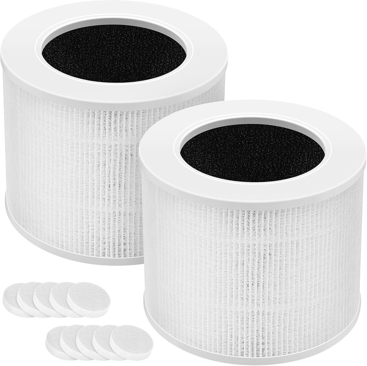 SnelShoppen - 2x Vervangende HEPA-filters voor Mini Luchtreiniger, H13 Filtersysteem, 3-in-1, Aromatherapie Wattenschijfjes, Perfect voor Gezondheid e