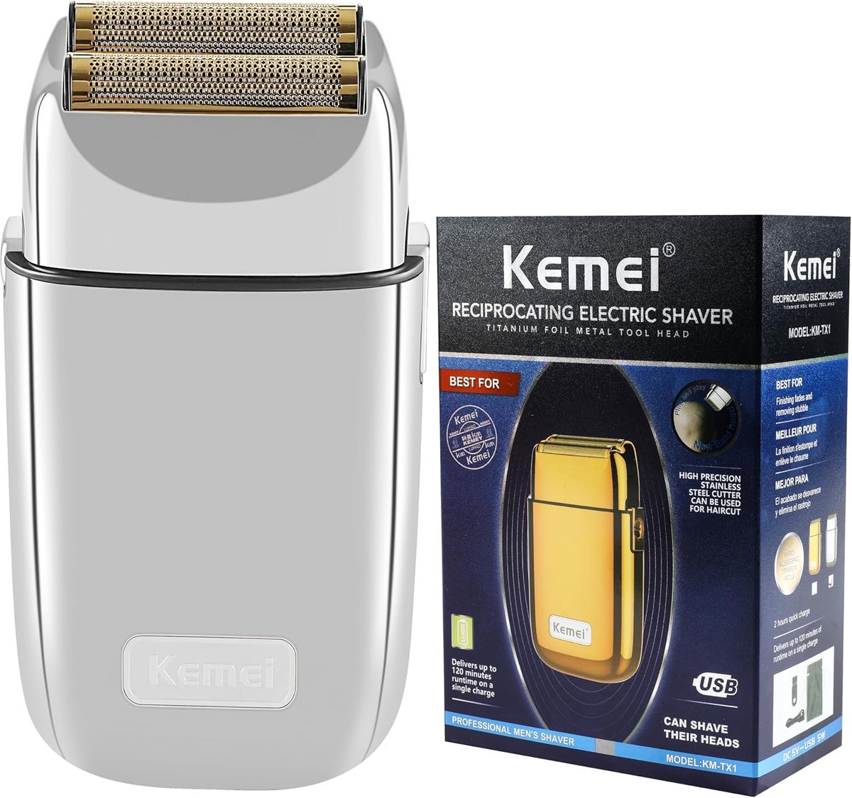 SnelShoppen - Professionele Draadloze Elektrische Scheerapparaat voor Mannen - Metalen Dubbele Scheermessen - Oplaadbare Baard & Haar Trimmer - Comfor