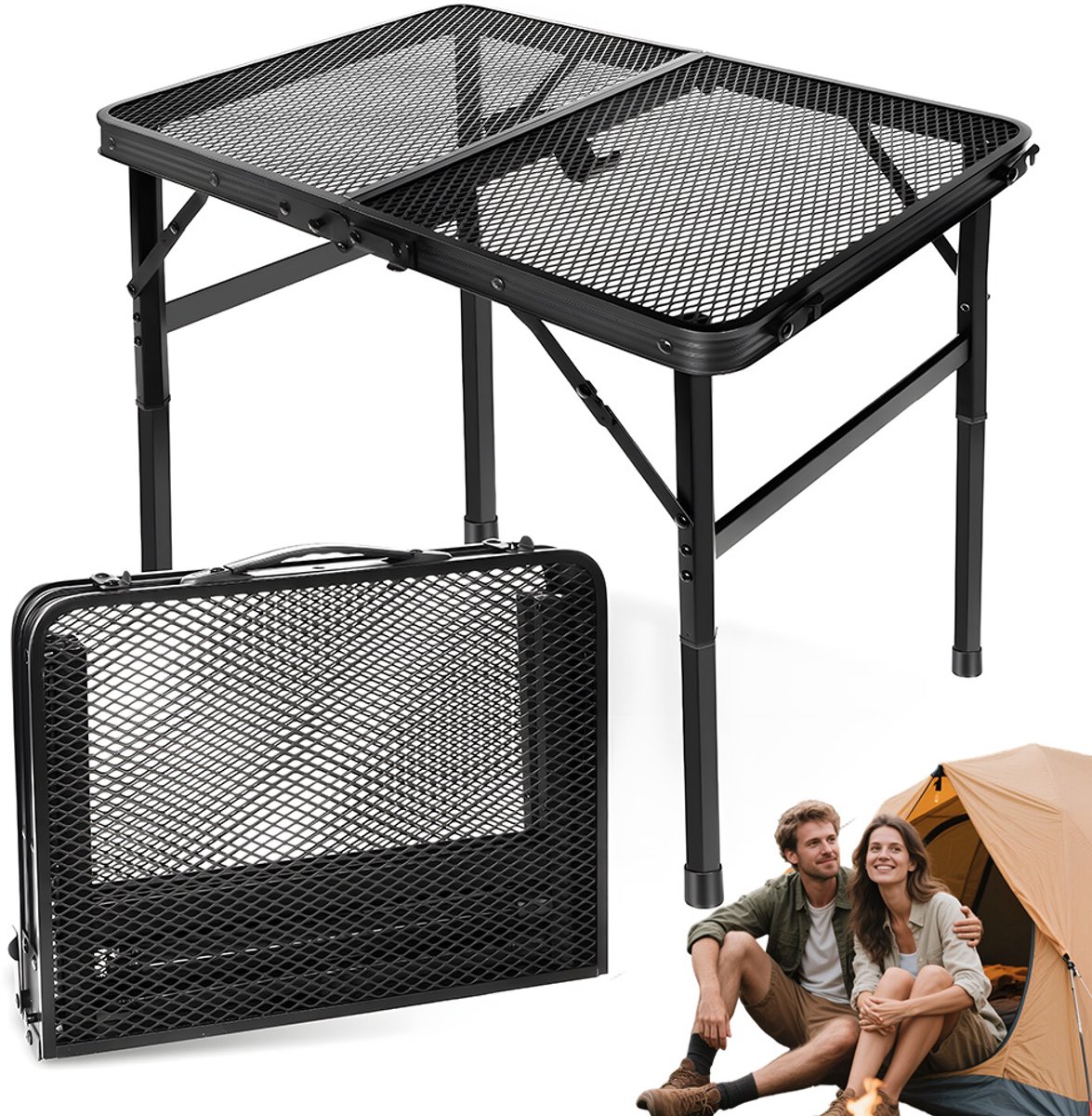 Inklapbare Tafel - Campingtafel - 60x40 cm - 2 Hoogtes - Vouwtafel Buiten - Lichtgewicht - Picknicktafel Kinderen - Voor Kamperen en Vissen