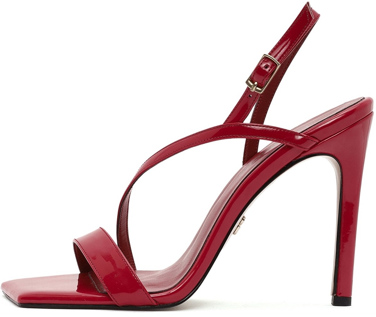 DERIMOD Sandalen Met Hoge Hak Imitation Patent Leren High Heel Sandalen