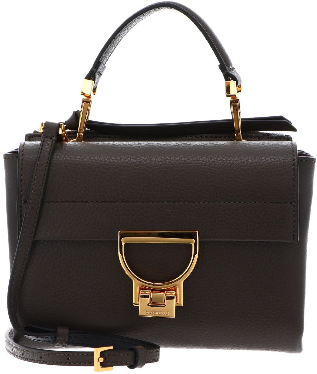 COCCINELLE Leren schoudertas avondtas Arlettis Handbag Grainy Leather Fango donkergroen