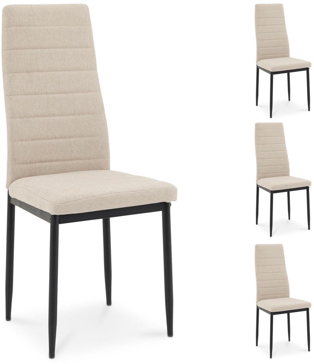 Eetkamerstoelen NATHALIE, set van 4 – beige/zwart