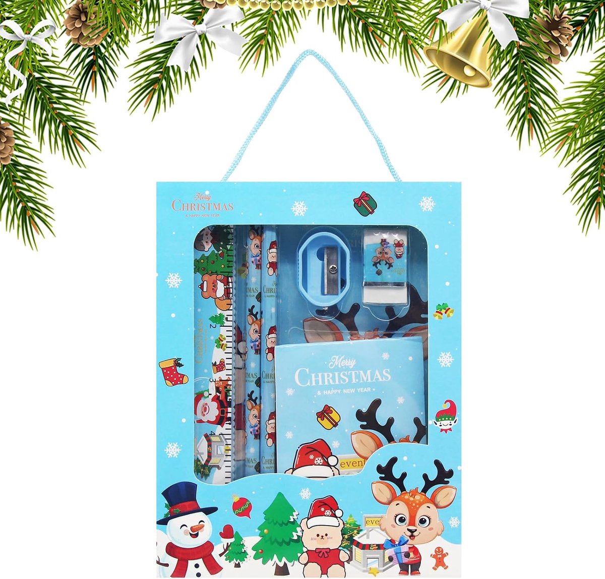 SnelShoppen - Fengyang Stationery Set, 6-delige Schoolbenodigdheden Set, Creatieve Kantoorartikelen voor Kinderen, Kleur: Blauw, Perfecte Cadeau voor