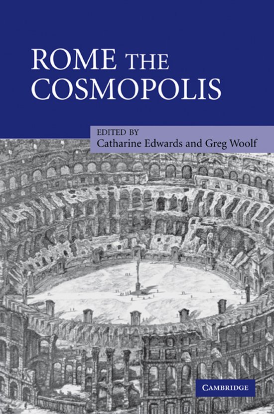 Boek kaft met de titel "Rome the Cosmopolis" en een afbeelding van het Colosseum.