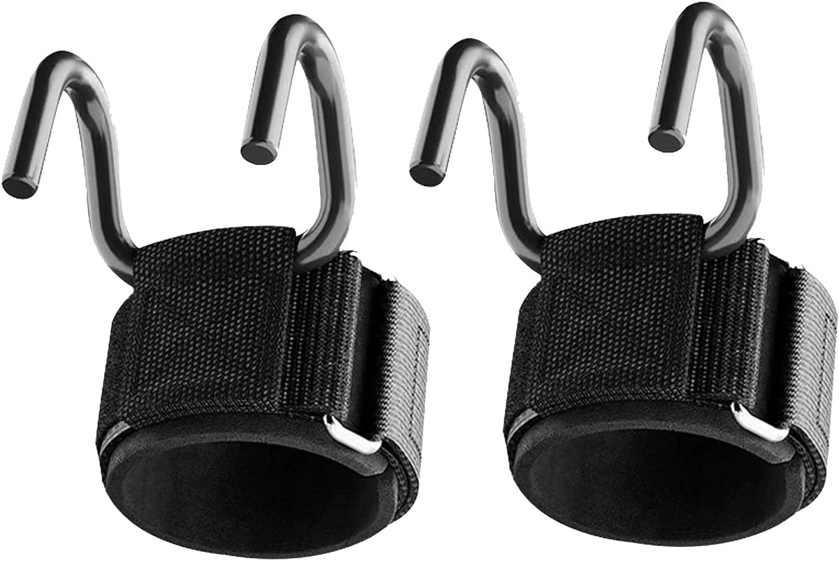 SnelShoppen - 2 Stuks Gewichtheffen Haken, Premium Polssteunen, Lifting Straps voor Pull-up Fitness, Krachttraining, Bodybuilding, Neopreen, Zwart