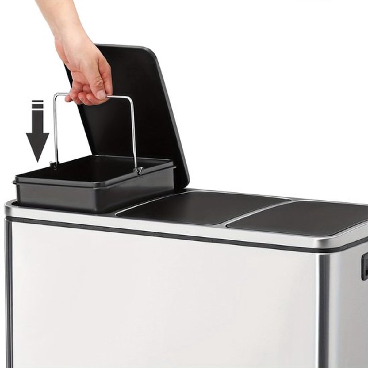 Keukenafvalbak – Prullenbak – Afvalemmer – Inzamelbak – Recyclingbak – 3 x 18L Compartimenten – Soft-Close Deksel en Stalen Frame