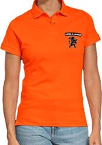 Oranje supporter polo t-shirt Holland met zwarte leeuw oranje dames - Koningsdag / EK WK S