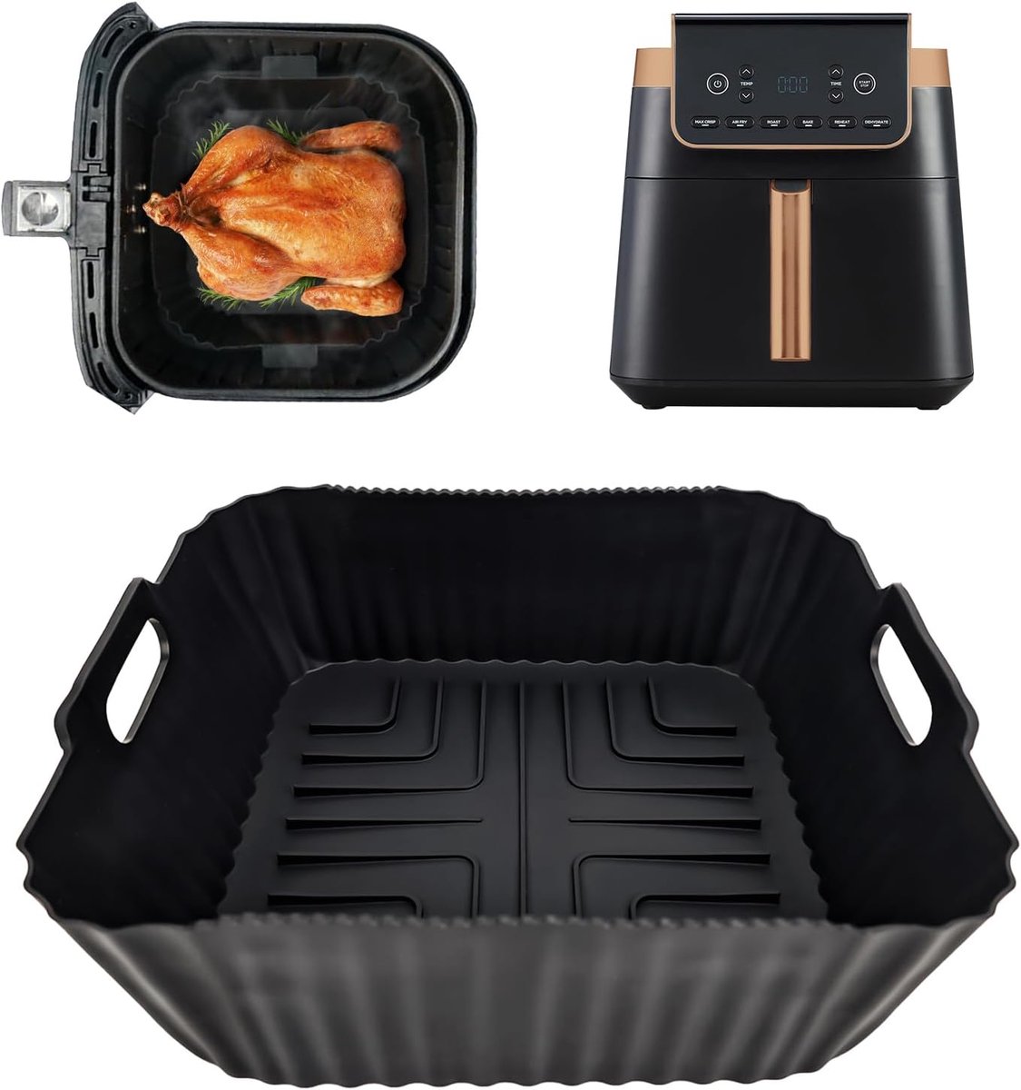 SnelShoppen - Siliconen Bakvormen voor Heteluchtfriteuse, Herbruikbare Bakvormen voor Ninja Airfryer Max Pro 6,2 l, Geschikt voor Philips HD9270, Kleu