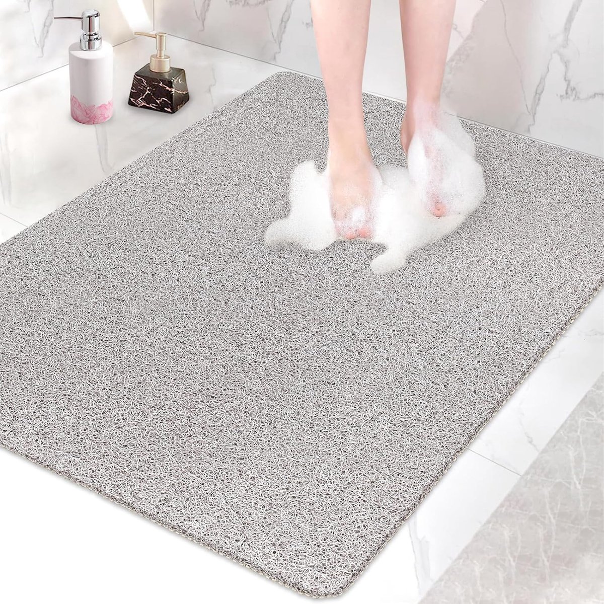 Thijox - Extra Grote Antislip Douchemat 80x100 cm - Zachte PVC Luffa Badmat met Afvoergaten - Massagemat voor Douche, Sneldrogend en Veilig Comfort