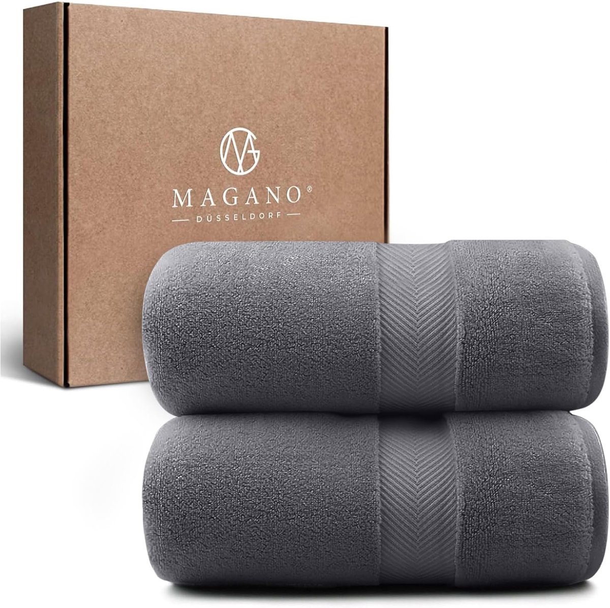 SnelShoppen - Luxe Handdoek Set Grijs 2x Douchehanddoek 70x140 cm Micro-katoen & Bamboe 600 g/m² Premium Kwaliteit Badhanddoeken Groot Set van 2 (Ston