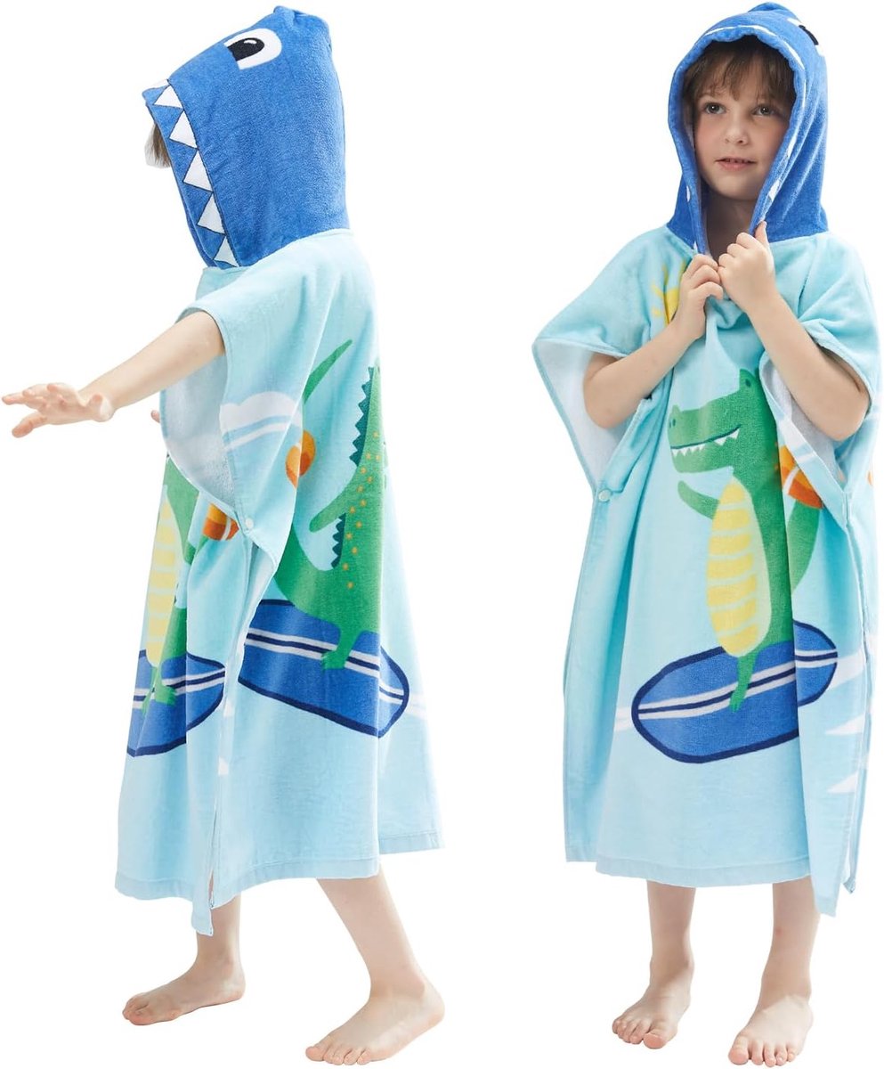 SnelShoppen - Kinderen Poncho Badcape met Capuchon - 100% Katoen - Voor Baby's en Kinderen 3-12 Jaar - Perfect voor Strand, Zwembad, Camping en Vakant