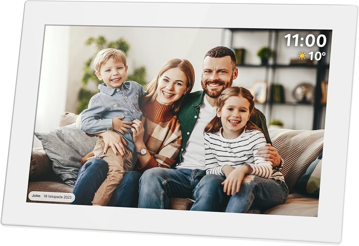 SnelShoppen - Digitale Fotolijst 10.1" Frameo 1280x800 px Wi-Fi MicroSD Video Timer Weer Wit - Ideaal voor Thuis, Feesten en Cadeaus