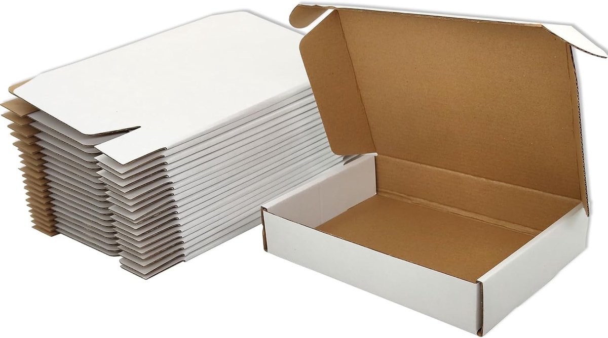 SnelShoppen - Kleine Verzenddozen 200x140x40mm Witte Kartonnen Dozen voor Verzending, Verpakking en Cadeaus voor Kleine Ondernemingen (25 stuks)