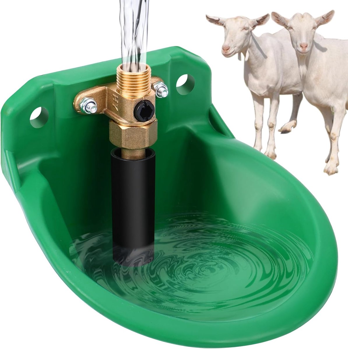 Thijox - Automatische Drinkbak voor Schapen, Paarden, Runderen, Varkens en Honden - Dierendrinken met Afvoergaten - 500ml Groen - Ideaal voor Weiden e