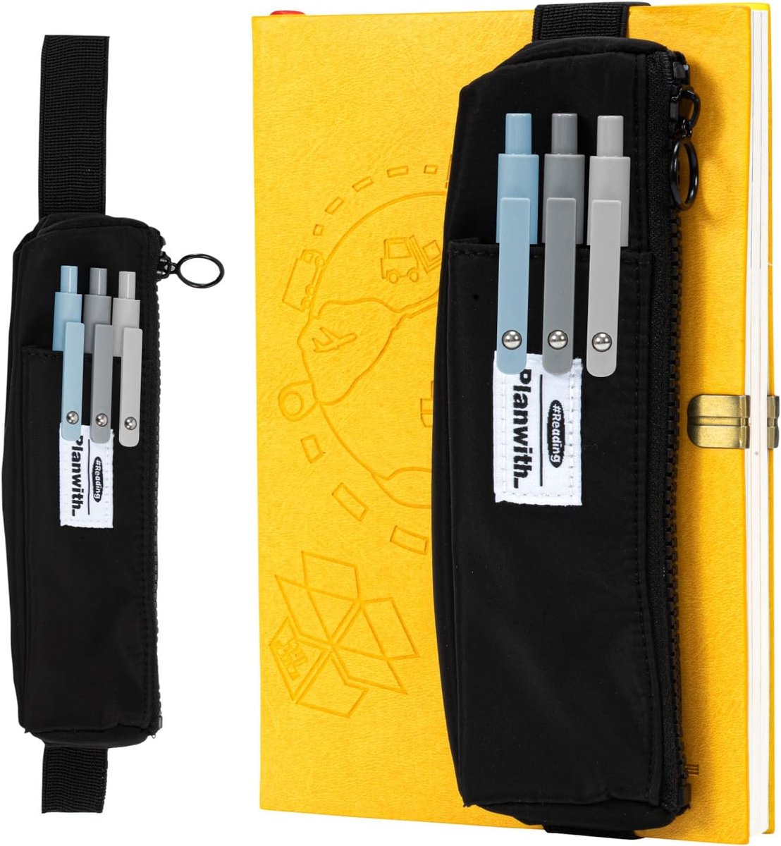 SnelShoppen - Kunoli Slim etui, pennenhouder en potloodzak met verstelbare elastische band, rits, make-up tas voor jongens en meisjes, school en kanto
