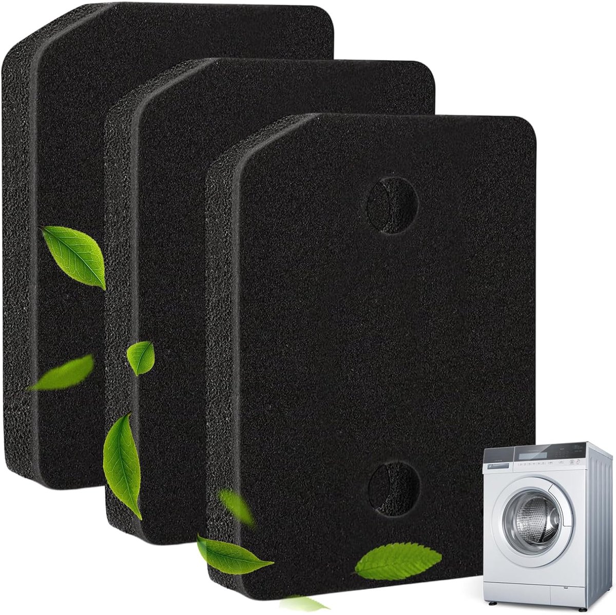 SnelShoppen - 3 Stuks Wasdroger Sponsfilter Filtermat, Fijn/Grof 207 x 157 x 30 mm | Droger Filters voor Warmtepompdroger & Condensdroger, Zwart, Eenv