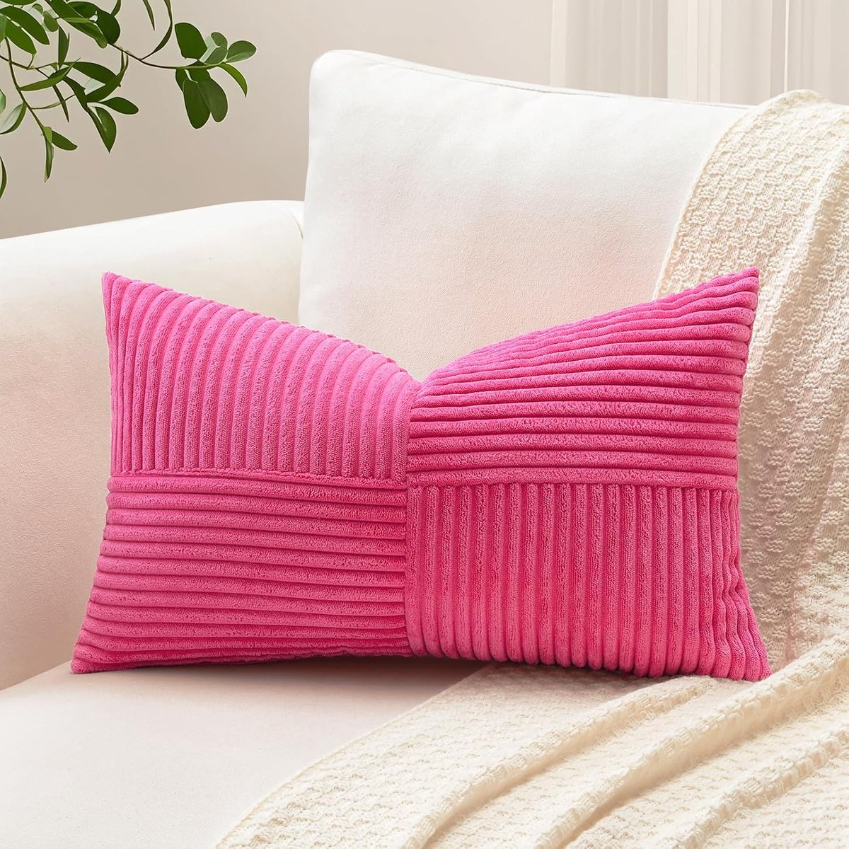 SnelShoppen - Corduroy Kussenhoes 40x60 cm, Zacht en Comfortabel, Gestreept Design, Decoratieve Kussenhoezen voor Woonkamer, Throw Pillow Cover voor S