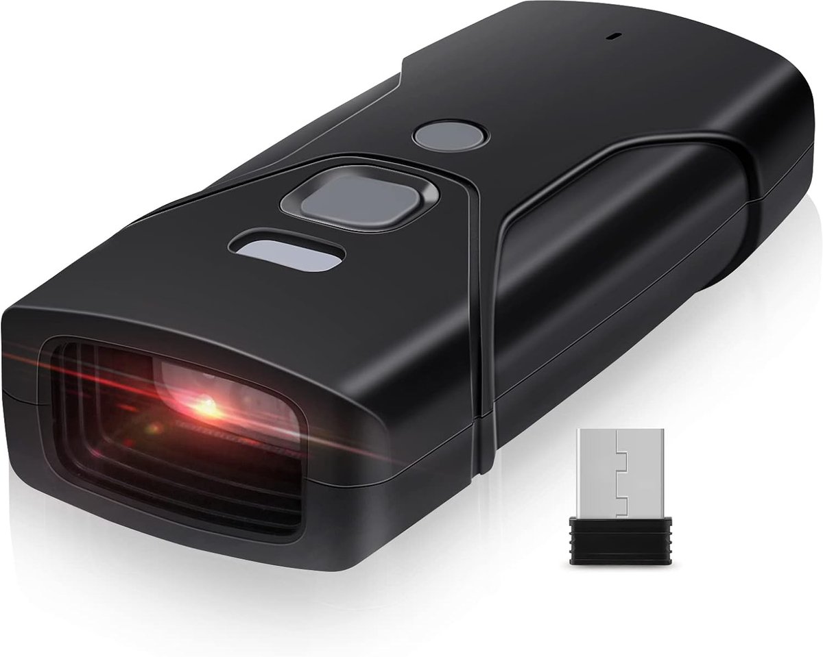 SnelShoppen - Bluetooth Barcode Scanner Mini 2D Draadloze Barcode Lezer 3-in-1 Bluetooth en 2.4G, Draagbaar, Compatibel met Windows, Perfect voor Wink