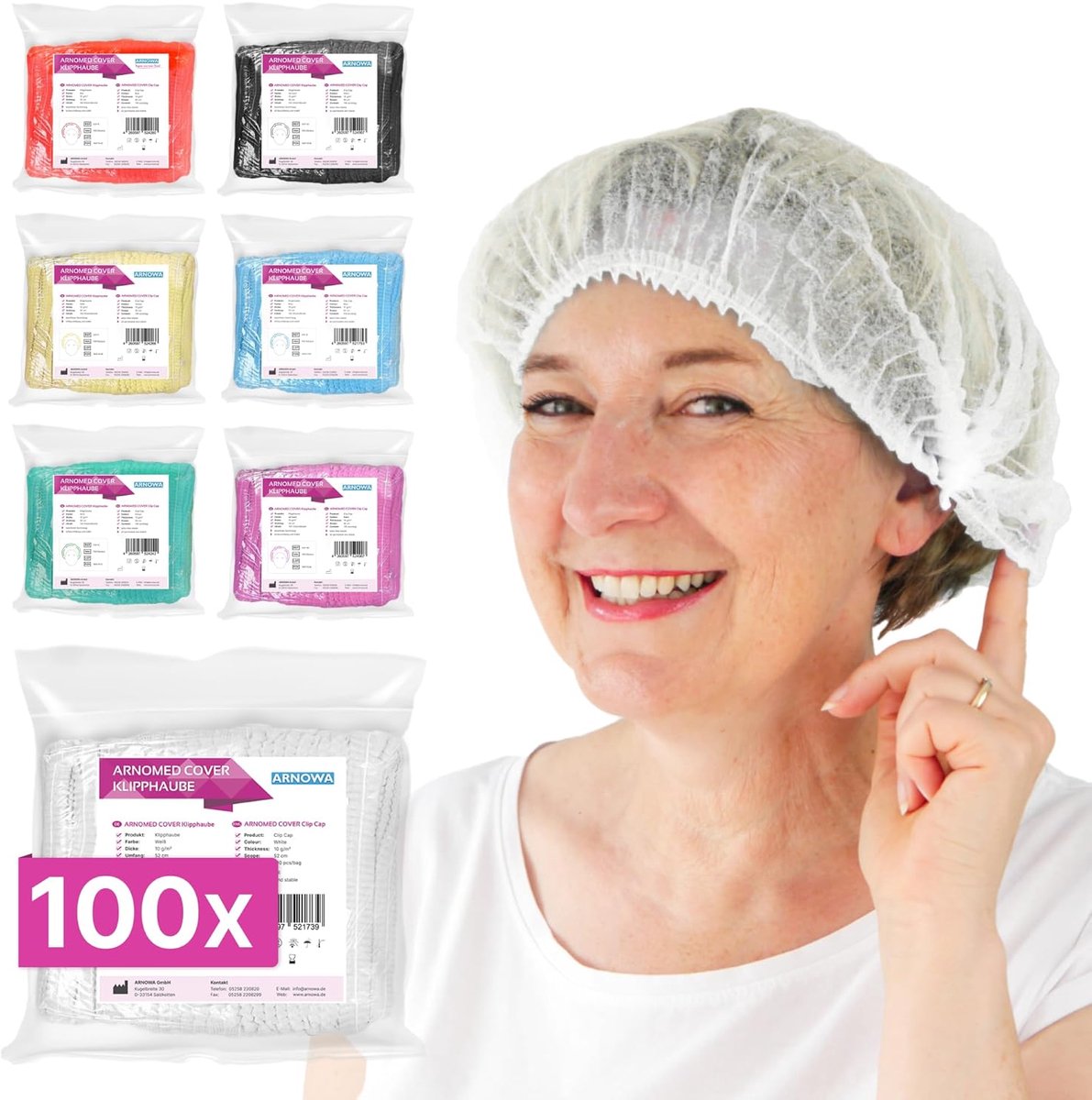 SnelShoppen - Disposable Hair Net - Wegwerp Chirurgische Hoed - 100 Stuks - 52 cm - Wit - Ademend Materiaal voor Mannen en Vrouwen - Hygiëne Accessoir