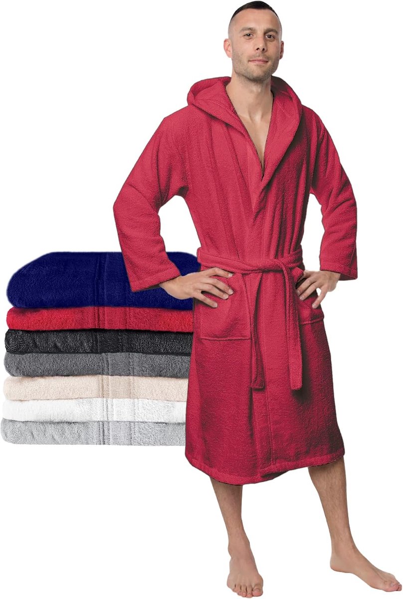 SnelShoppen - Luxe Badjas Heren Katoen - Zacht en Fluffy - 100% Katoen OEKO-TEX Gecertificeerd - Ideaal voor Thuis en Wellness