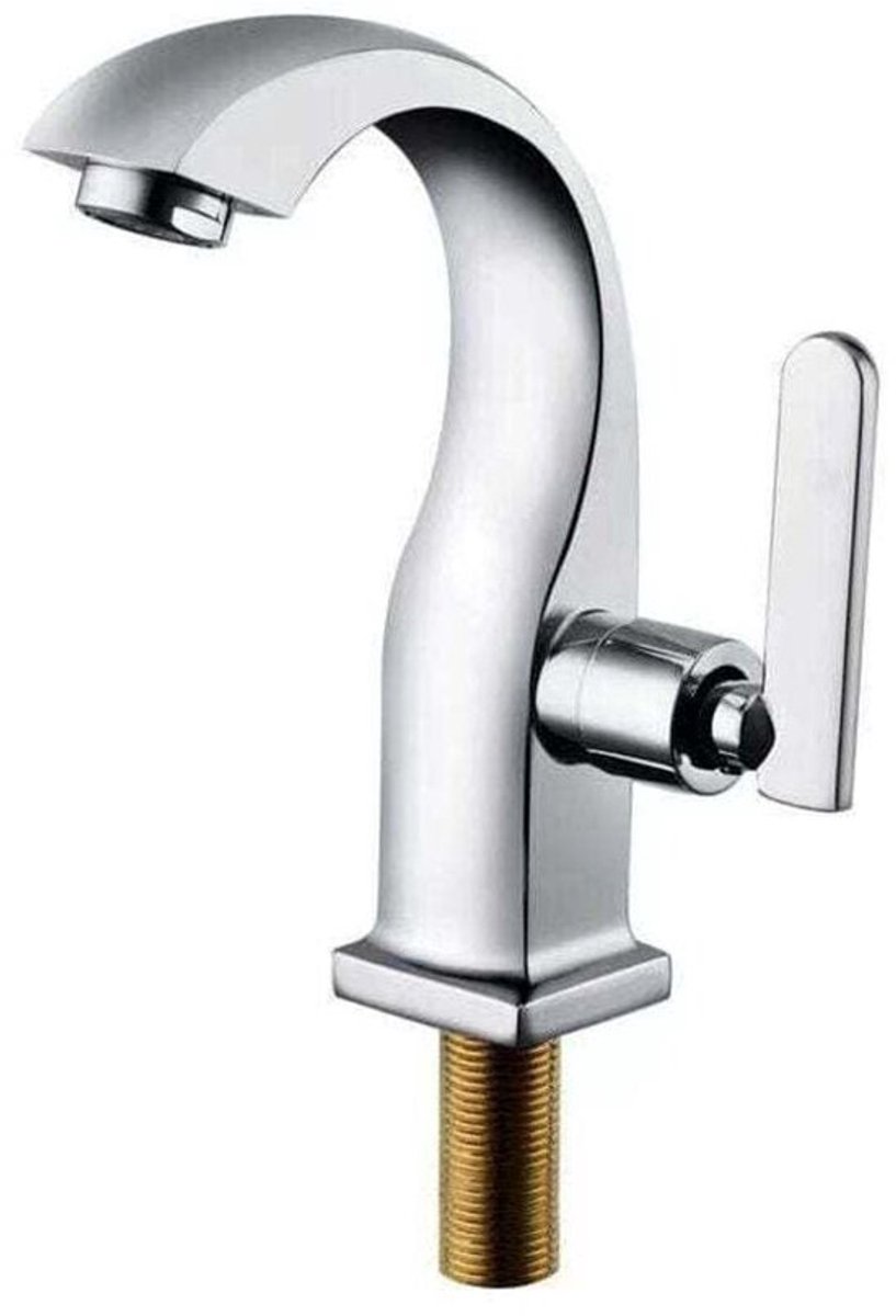 Enkele koudwaterkraan - chroom - badkamerwastafelkraan - koperen enkele hendel - wastafelkraan - koudwaterkraan - tuinaccessoires