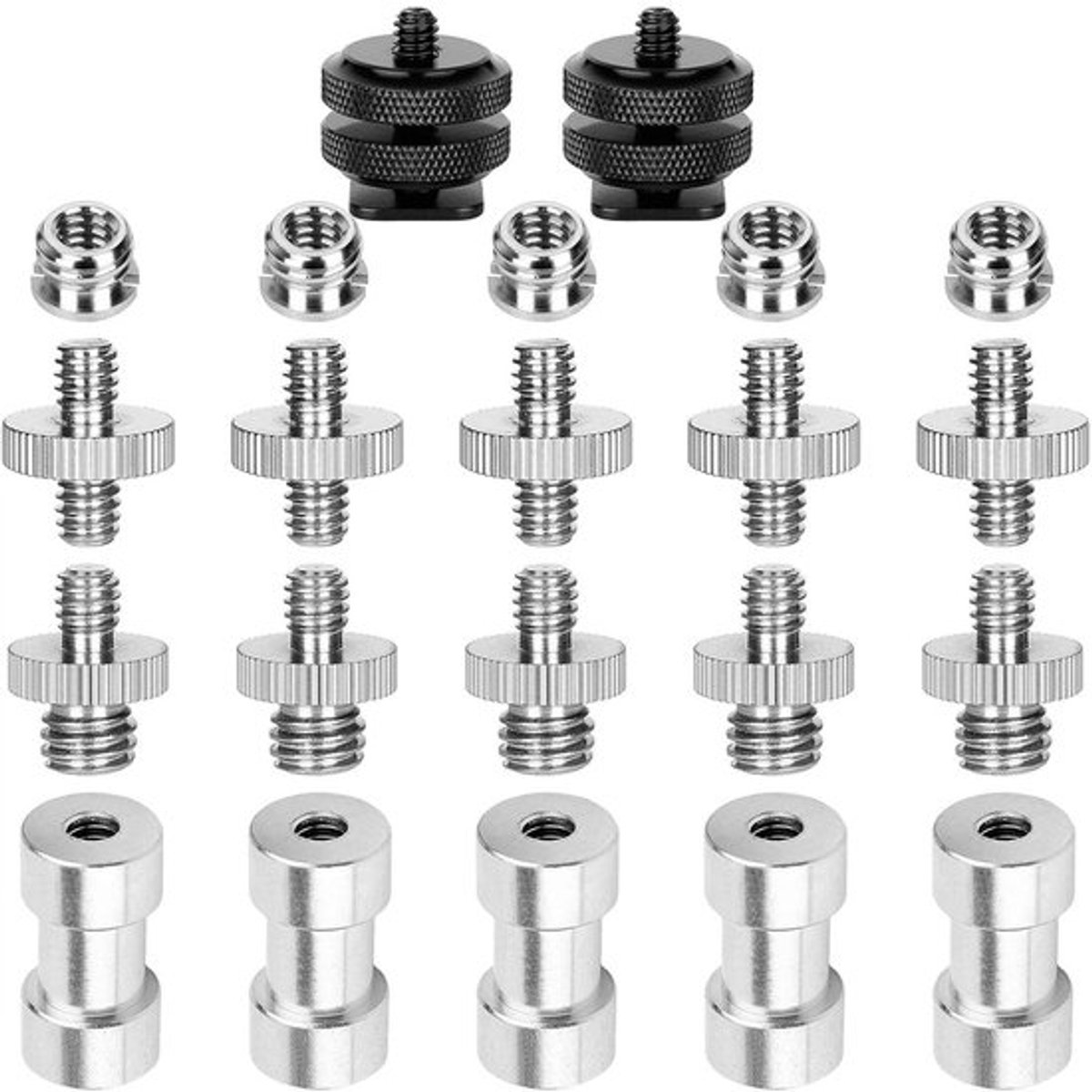Geschikt voor 22 stuks 1/4" tot 3/8" camera flitsschoen statiefbevestiging schroefadapter draadconverter