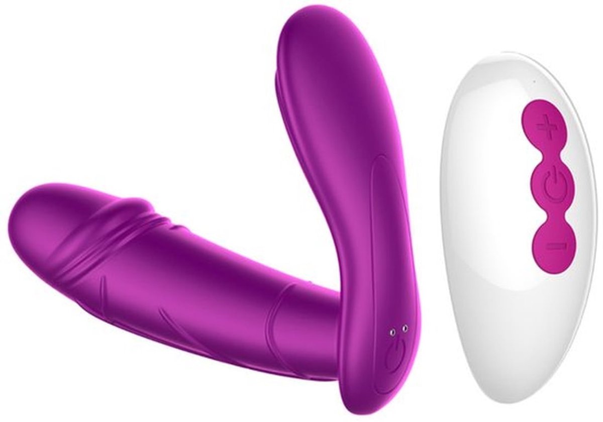 Draagbare dildo met magnetische stoot en afstandsbediening, clitoris en vagina - 002