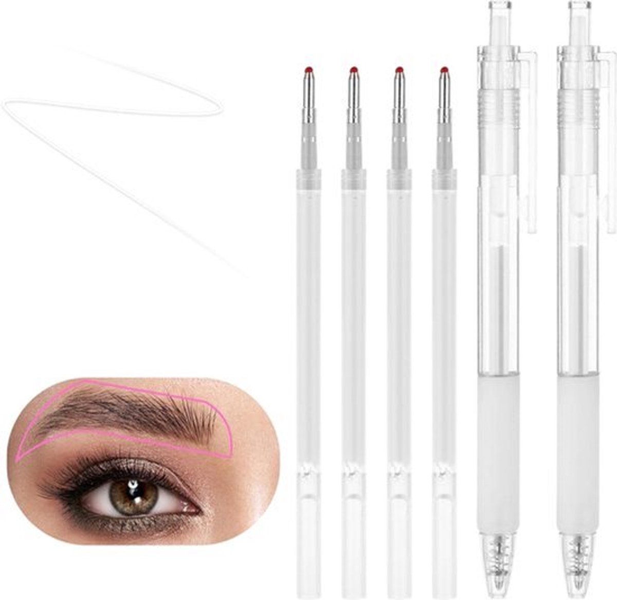 Wenkbrauwen Microblading Mapping Marker met 4 Reservevullingen
