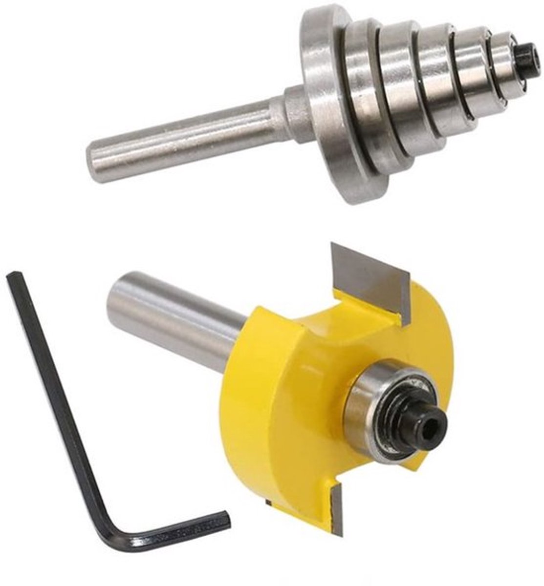1/4 Inch Shank Rabbeting Freesbit - 1-3/8 Inch Diameter - 6 Verwisselbare Lagers