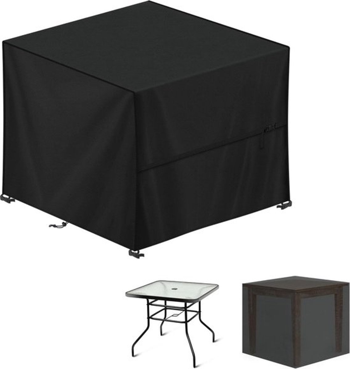 Tuinmeubelhoes Waterdichte Hoes voor Tuinmeubelen, 420D Oxford Tuintafelafdekking Tuinmeubelhoezen Terrastafelhoezen, Winddicht Afdekking voor Tuinmeubels, Tafelafdekking, 90x90x90cm