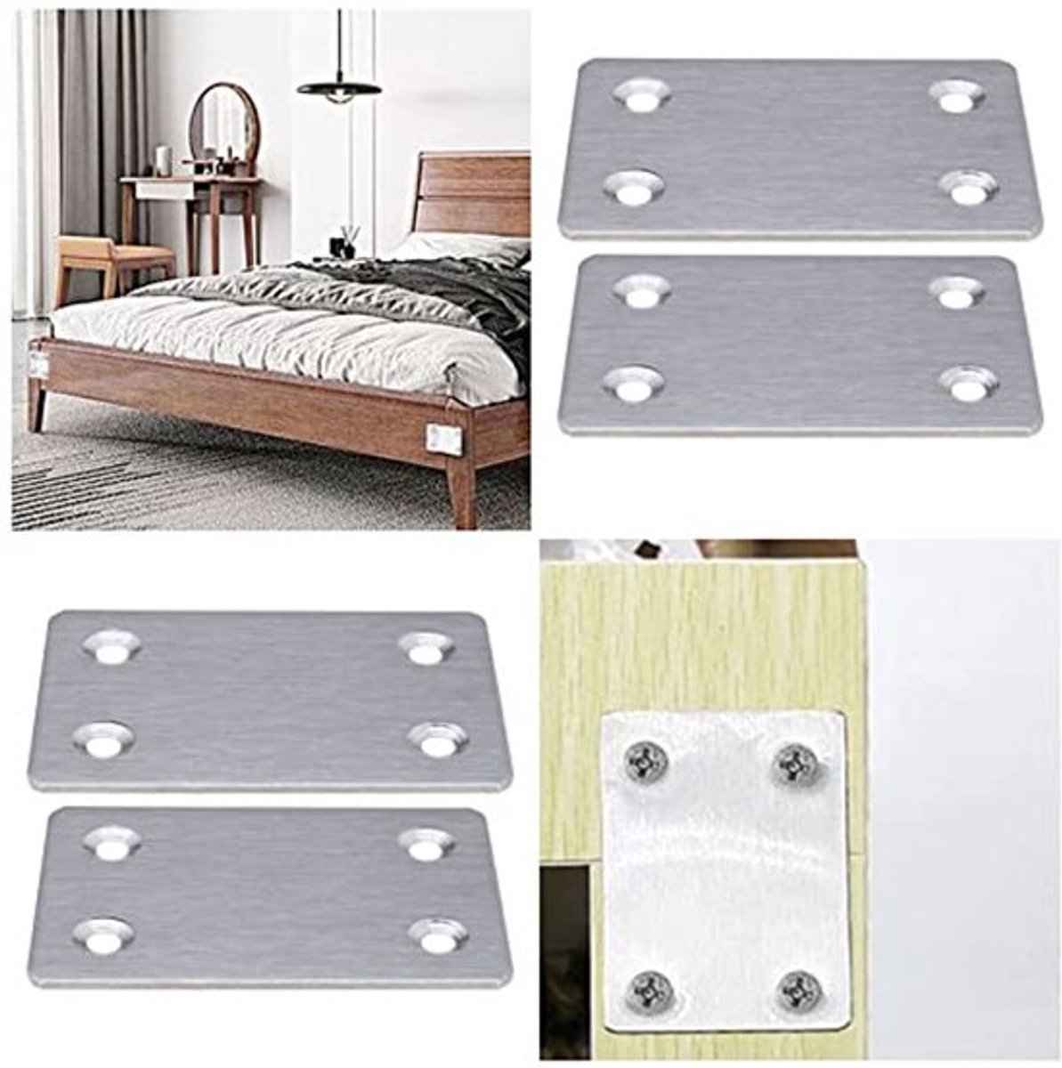 20Pcs Platte Mending Plate 60x38x1.5mm Met Schroef Rechte Stalen Steun Beugel Fixeren Verbinden Repareren Connector Meubel Reparatie Plaat
