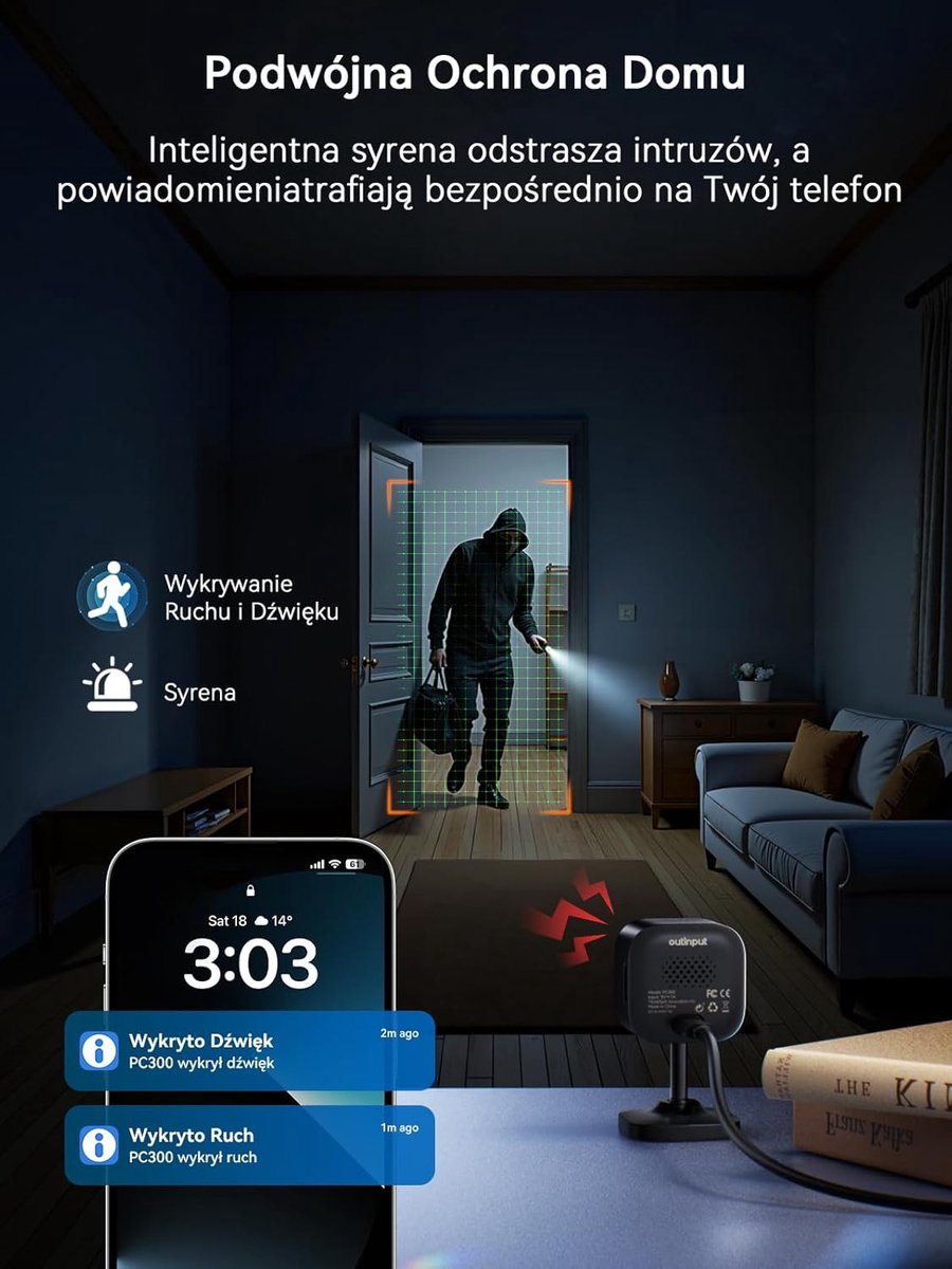 SnelShoppen - 2K Plug-in Bewakingscamera Binnen met Nachtzicht, Wifi Indoor Camera, Hondencamera met App, Bewegings- en Geluidsherkenning, 2-Weg Audio