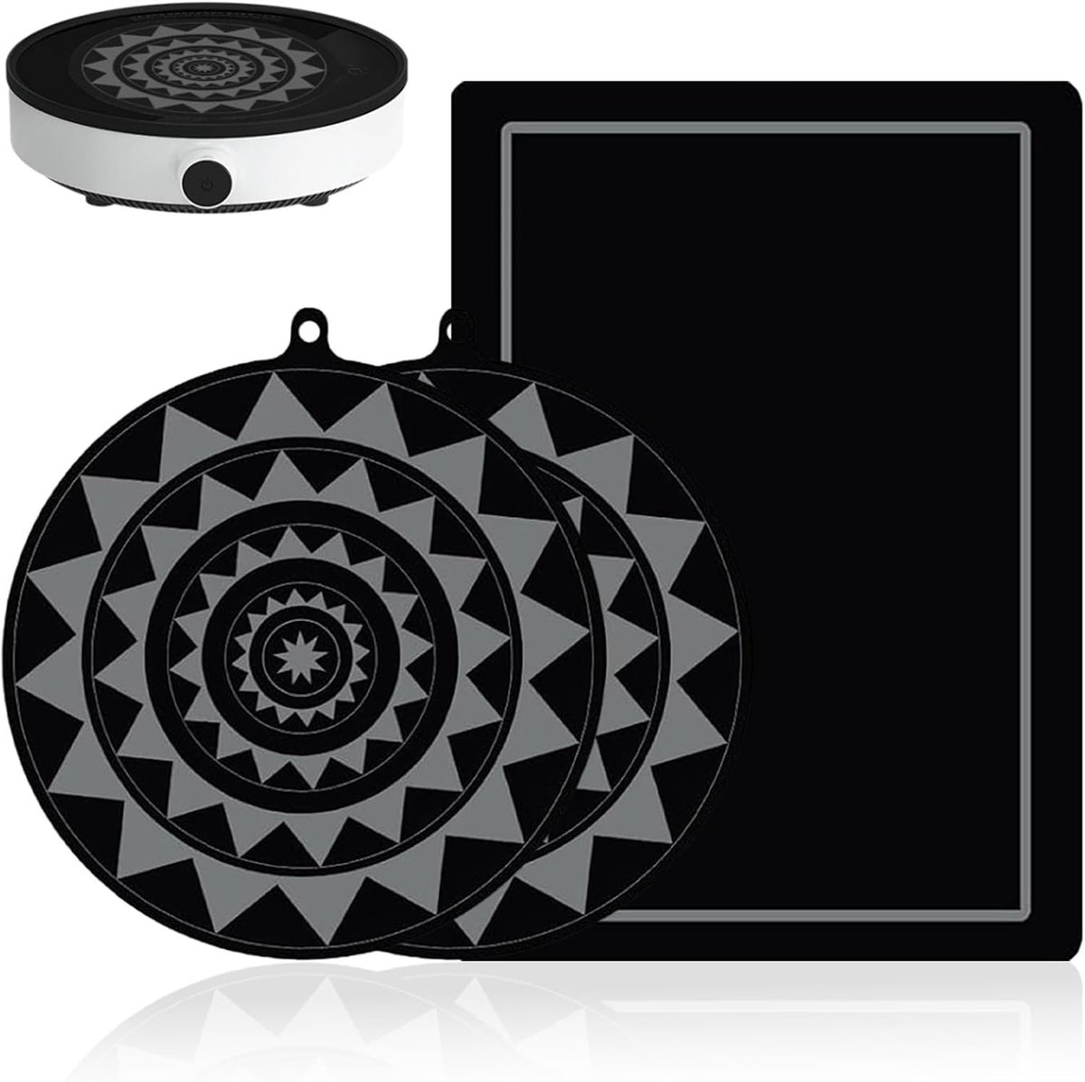 SnelShoppen - 3 Stuks Inductiekookplaat Beschermmat 22 cm / 25 x 35 cm Kookplaatafdekking Siliconen Antislip Hittebestendig tot 230 °C Krasbestendig G