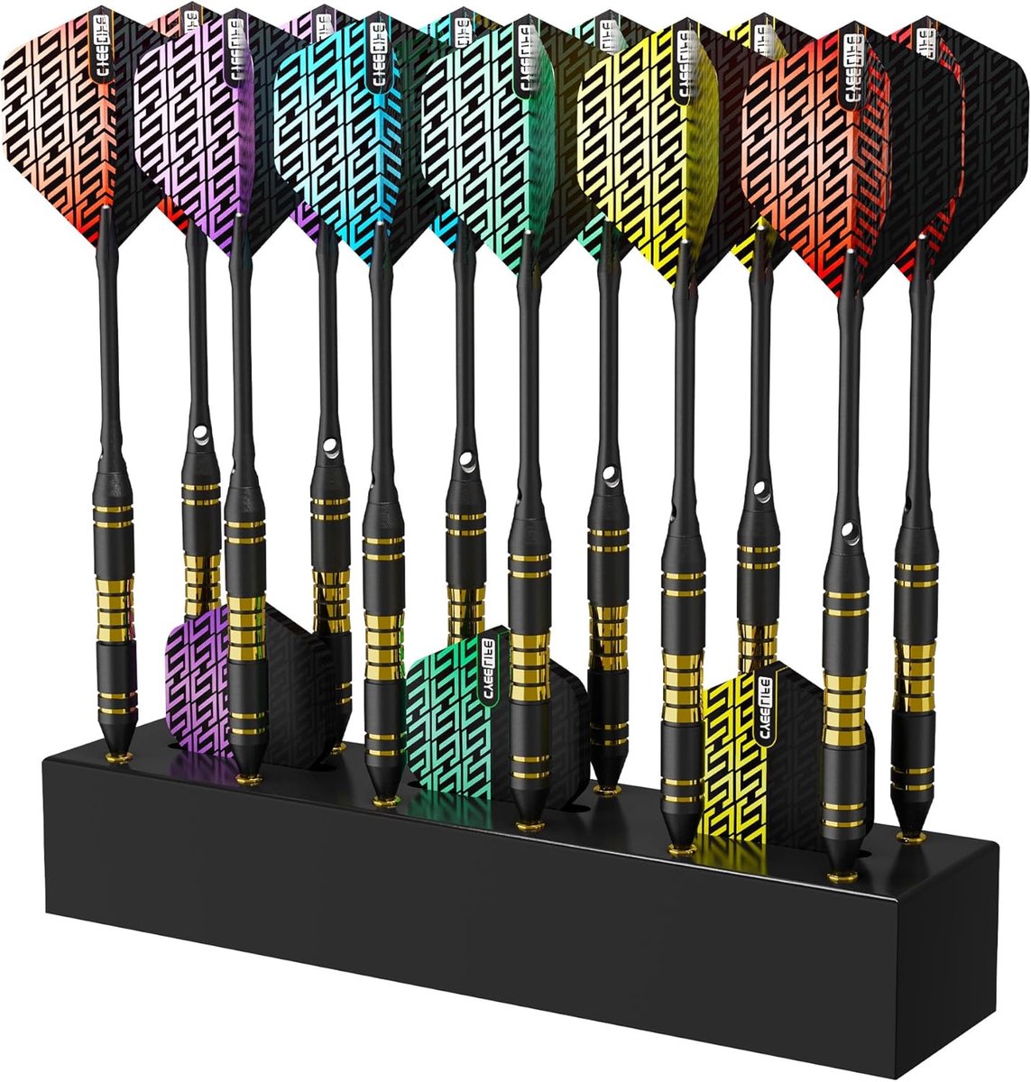 SnelShoppen - Houten Dart Houder Muurmontage - 12 Darts Opslag voor Staal & Soft Tip - Zwart Mini - Ideaal voor Feest, Spelletjesavond en Thuisgebruik
