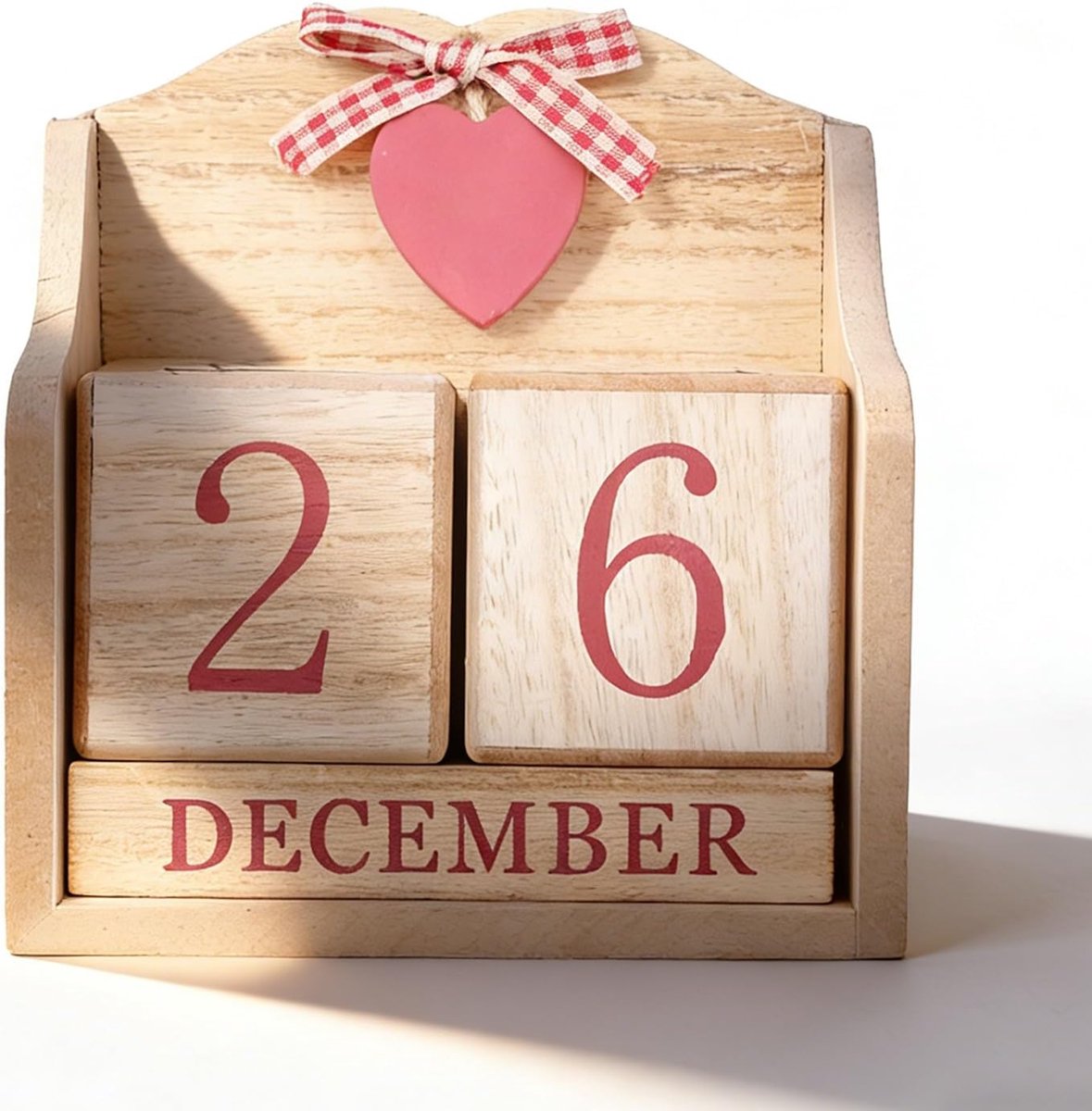 SnelShoppen - Houten Kalender - Permanente Kalender van Hout voor Oudejaarsavond, Jubileum, Verjaardag, Feestdagen, Kerst - 14,5 x 8 x 15 cm - Duurzaa