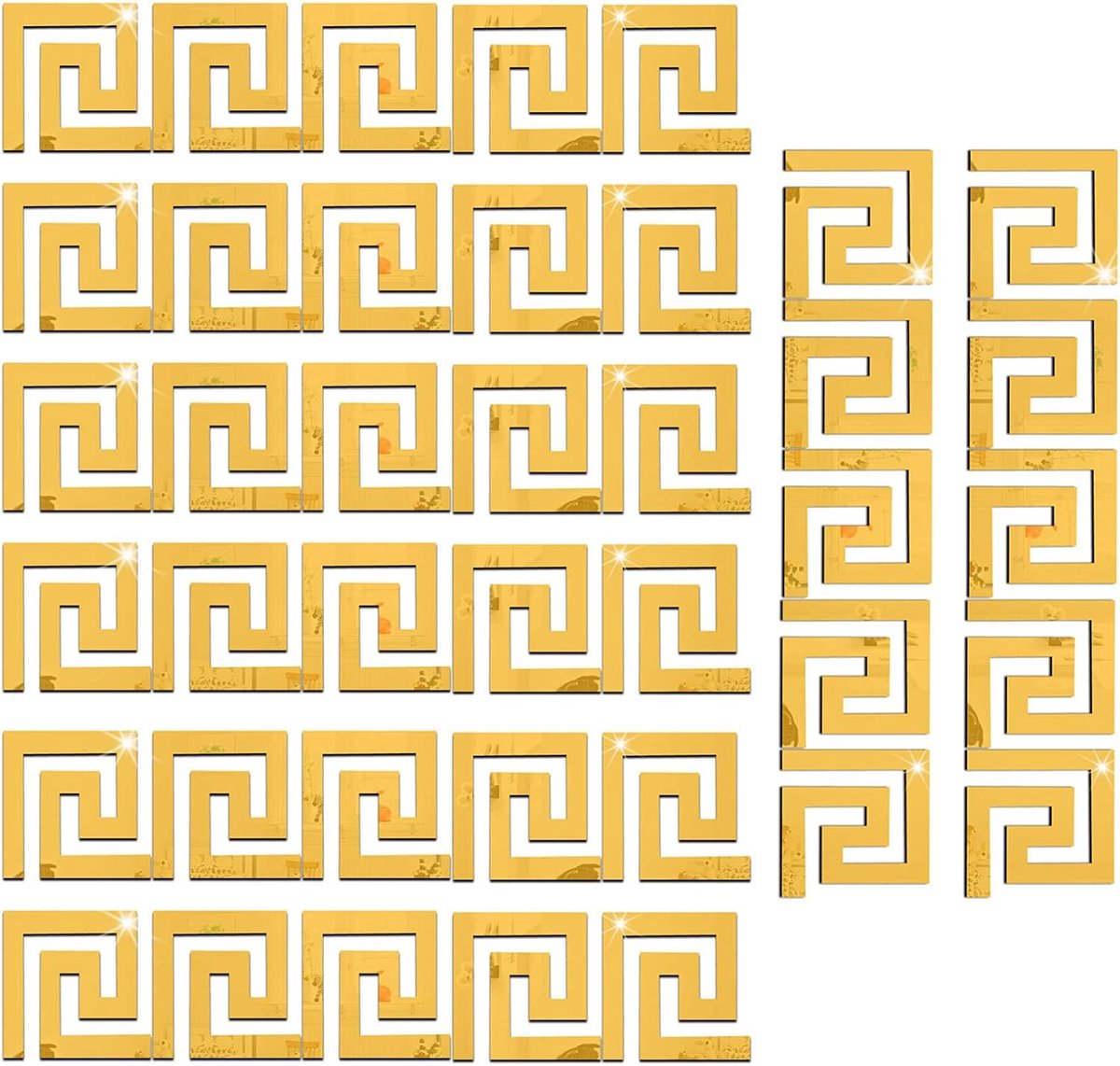 SnelShoppen - Gold Mirror Stickers voor Muren - 40 Stuks Verwijderbare Acryl Spiegel Wandstickers - Geometrische Decoratie voor Woonkamer, Slaapkamer,