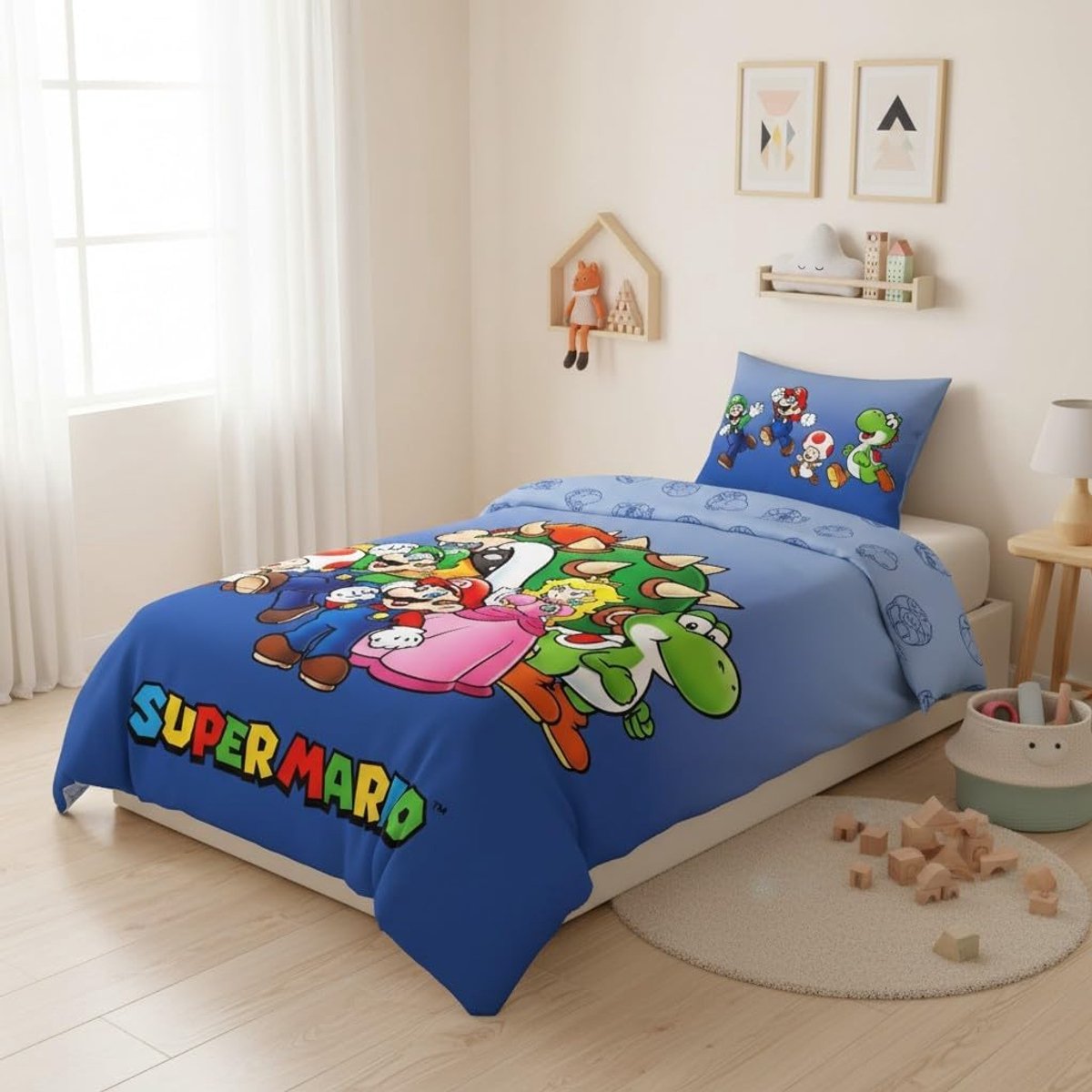 SnelShoppen - Microfiber Beddegoed Set voor Kinderen - Duvet Dekbedovertrek 140x200 cm + Kussensloop 63x63 cm - Zacht en Comfortabel voor de Kinderkam