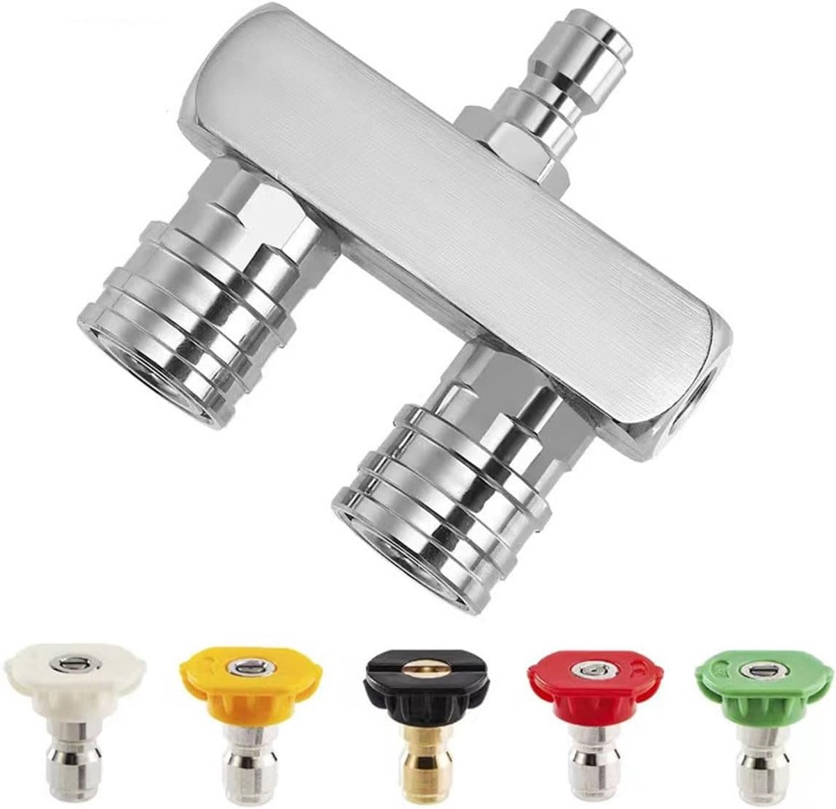 SnelShoppen - Hogedrukreiniger Accessoires Dual Turbo Nozzle 5000PSI met 5 Kleuren Cleaner Tool Nozzle en Dubbele 1/4 Quick Connects Vrouwelijk