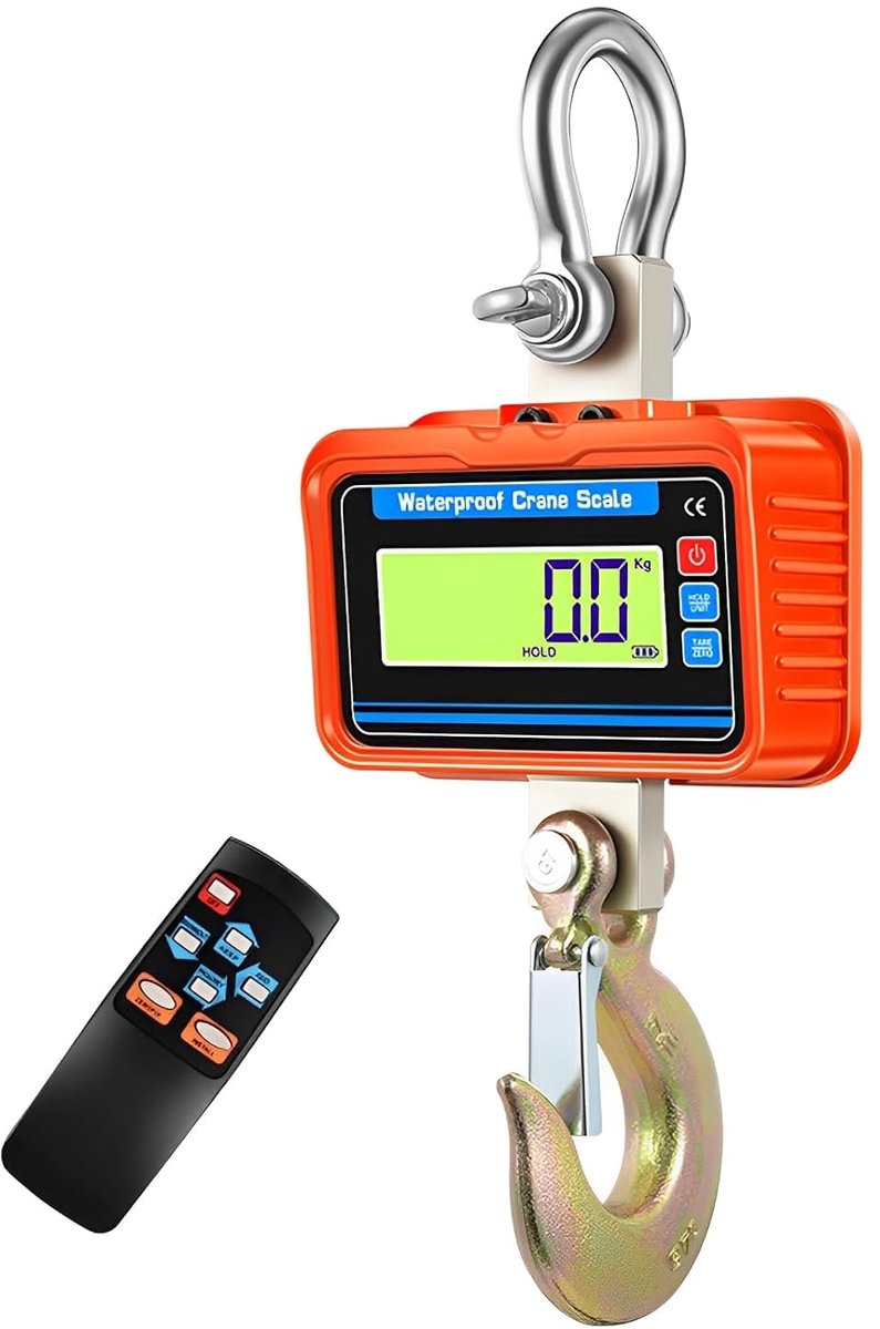 SnelShoppen - 3T 3000kg Digitale Crane Scale, Elektronische Hangweegschaal, Robuuste Kunststof en Aluminium, Oplaadbare Hakenweger voor Professioneel