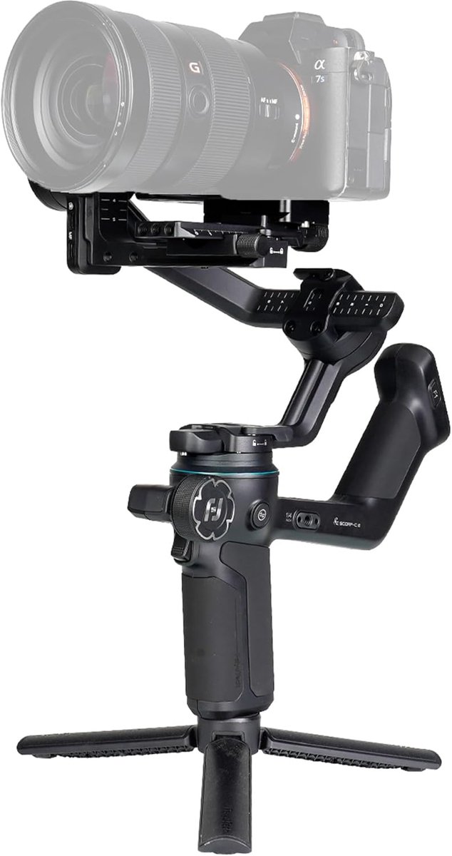 SnelShoppen - SCORP-C 2 3-Axis Camera Gimbal met AI Tracking 4.0, Bluetooth Controle, 3.5kg Draagcapaciteit, Geschikt voor Beginners, Perfect voor Por