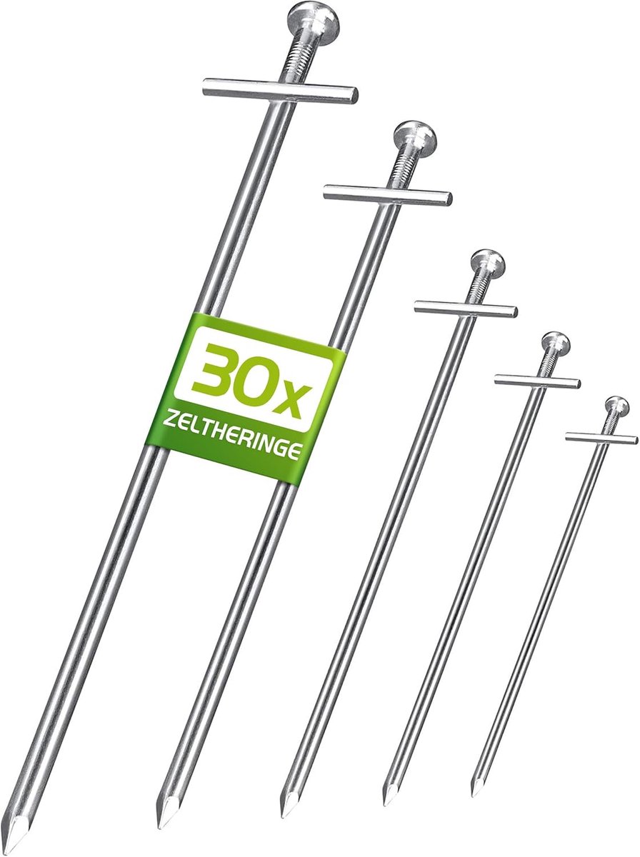 SnelShoppen - 30x Anti-Rost Tent Pegs Ø 6 mm, 230 mm Lang - T-profiel Grondpennen van Gegalvaniseerd Staal voor Camping, Tuin en Feesten