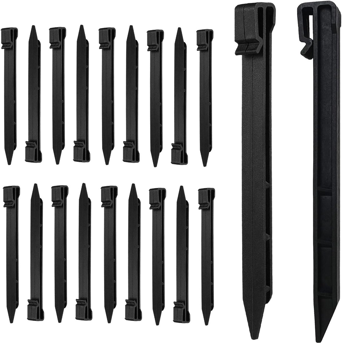 SnelShoppen - Pack van 20 Stevige Plastic Grondankers 25 cm - Voor Tuin, Grasrand, Waterdichte Hoses, Anthraciet - Ideaal voor Zachte Bodems