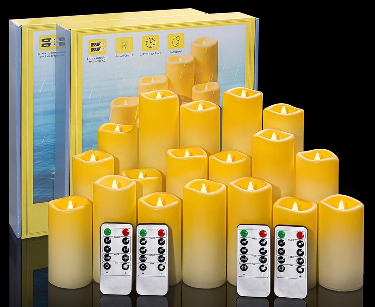 SnelShoppen - 18 Stuks LED Flameless Kaarsen - Waterdichte Flickering Kaarsen - Batterij Aangedreven Buiten en Binnen - Met Timer en Afstandsbediening
