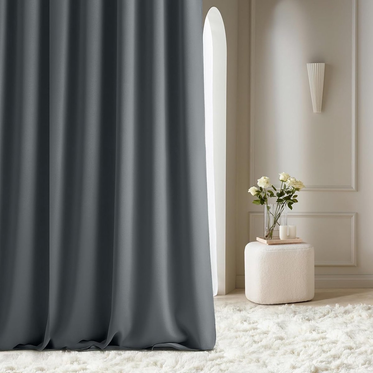 SnelShoppen - Moderne Rimpelgordijn Aura 180 x 260 cm - Donkergrijs Decoratieve Raamdecoratie voor Woonkamer en Slaapkamer - Hoogwaardig Mat Stof - 1