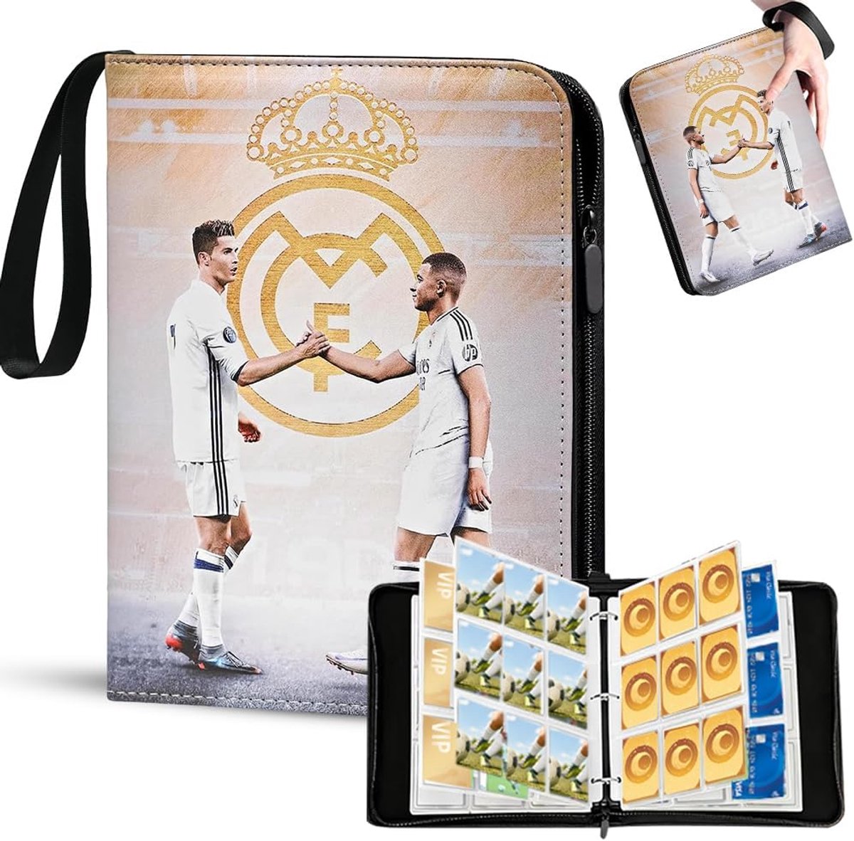 SnelShoppen - Voetbalkaarten Verzamelalbum voor 900 Kaarten - 9 Vakken, 50 Pagina's, Met Ritssluiting en Handvat - Ideaal voor Voetbalverzamelaars en